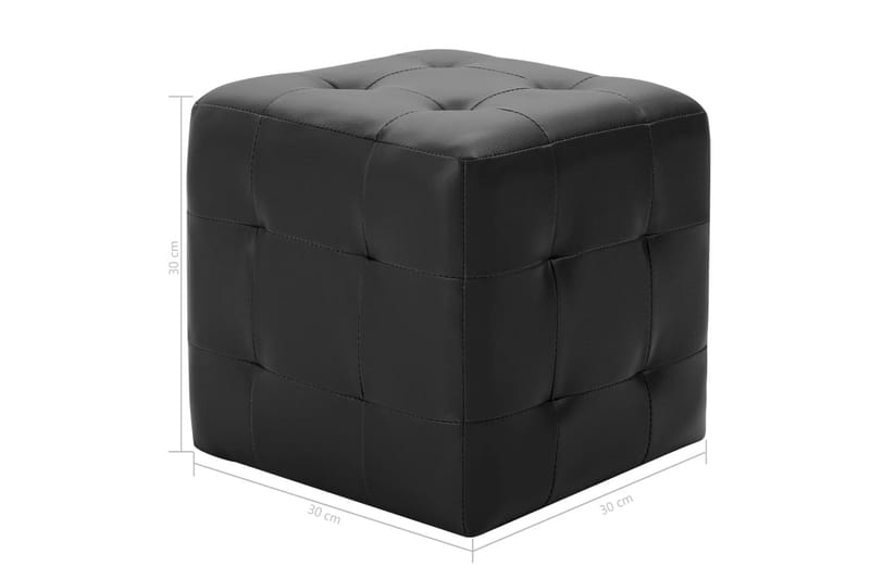 Sittpuff 2 st svart 30x30x30 cm konstläder - Svart - Sittpuff