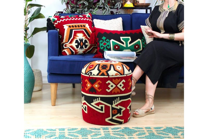 Amsterdam Sittpuff 40 cm - Röd/Vit - Möbler - Fåtölj & stolar - Pall & puff - Sittpuff