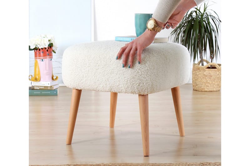 Anaro Sittpuff 45 cm Rektangulär - Vit - Möbler - Fåtölj & stolar - Pall & puff - Sittpuff