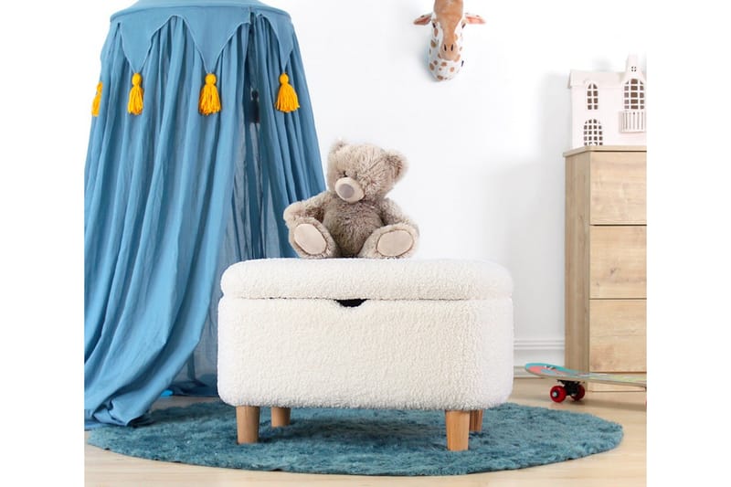 Anaro Sittpuff 61 cm Rektangulär - Vit - Möbler - Fåtölj & stolar - Pall & puff - Sittpuff