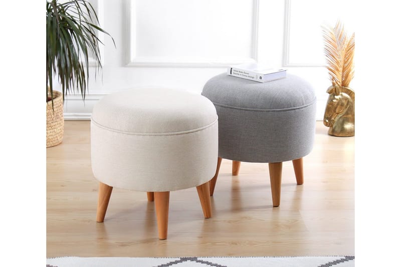 Anaro Sittpuff Rund - Beige - Möbler - Fåtölj & stolar - Pall & puff - Sittpuff