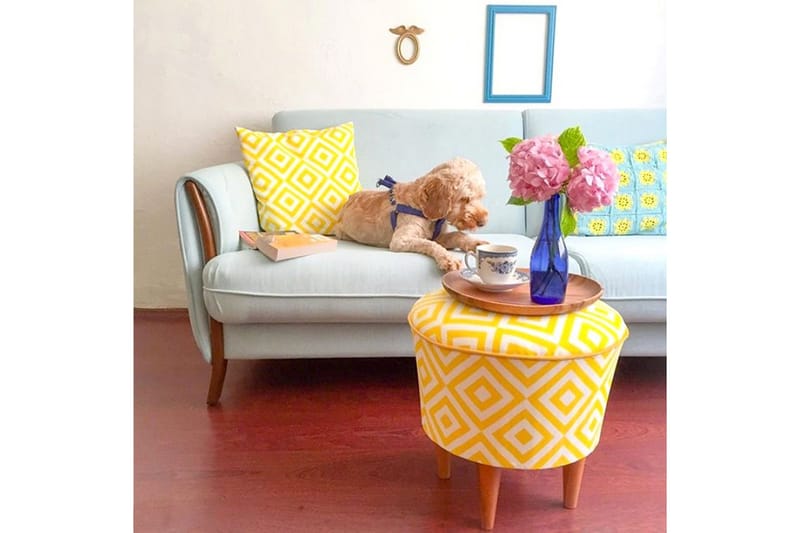 Bordentown Sittpuff 42 cm - Gul - Möbler - Fåtölj & stolar - Pall & puff - Sittpuff