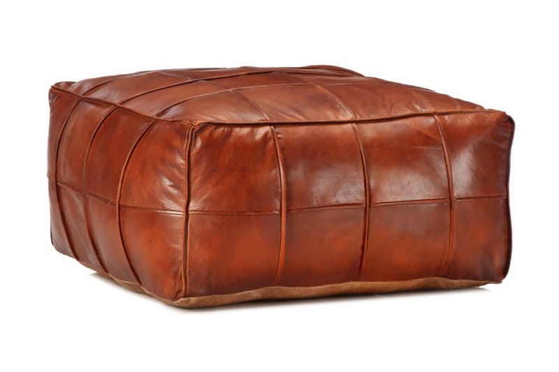 Sittpuff brun 60x60x30 cm äkta getskinn - Sittpuff