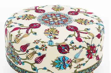 Cerasolo Sittpuff Rund - Sammet/Beige/Röd/Natur - Möbler - Fåtölj & stolar - Pall & puff - Sittpuff