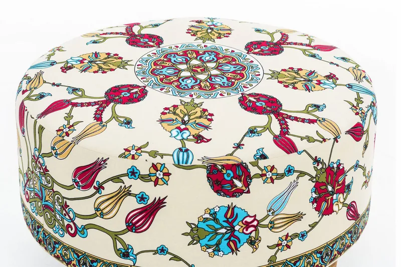 Cerasolo Sittpuff Rund - Sammet/Beige/Röd/Natur - Möbler - Fåtölj & stolar - Pall & puff - Sittpuff