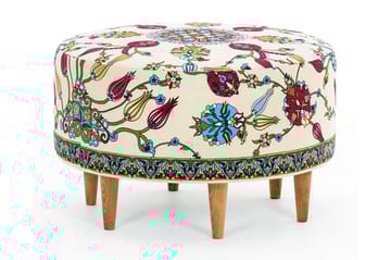 Cerasolo Sittpuff Rund - Sammet/Beige/Röd/Natur - Möbler - Fåtölj & stolar - Pall & puff - Sittpuff