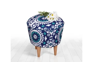 Debesis Sittpuff 42 cm - Blå/Vit - Möbler - Fåtölj & stolar - Pall & puff - Sittpuff