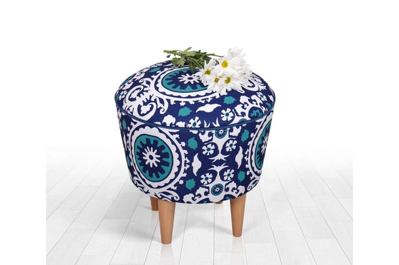 Debesis Sittpuff 42 cm - Blå/Vit - Möbler - Fåtölj & stolar - Pall & puff - Sittpuff
