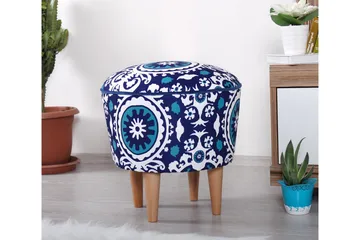 Debesis Sittpuff 42 cm - Blå/Vit - Möbler - Fåtölj & stolar - Pall & puff - Sittpuff