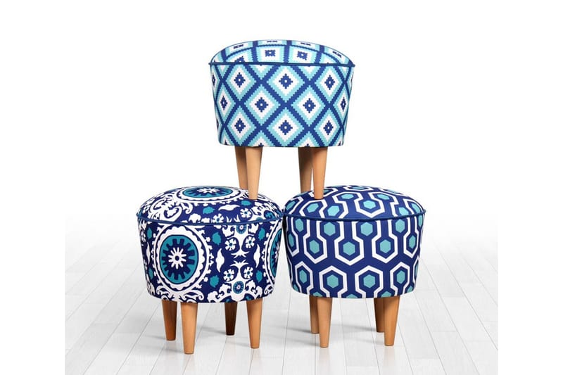 Debesis Sittpuff 42 cm - Blå/Vit - Möbler - Fåtölj & stolar - Pall & puff - Sittpuff