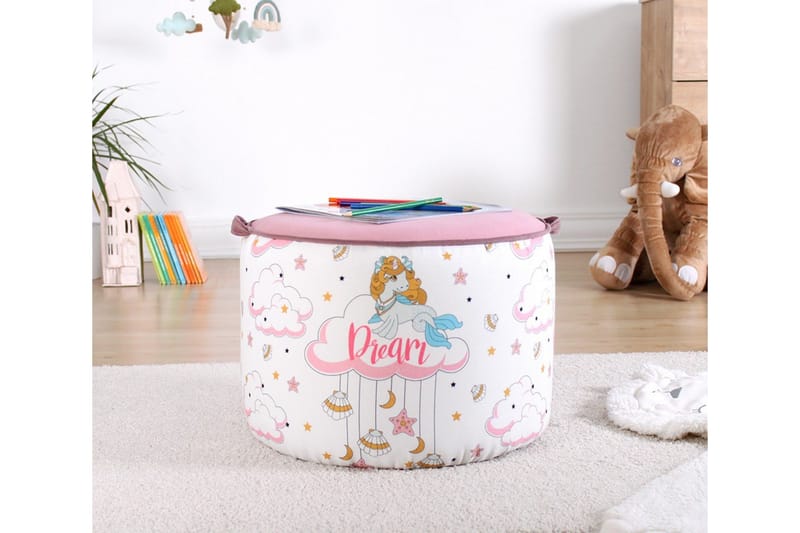 Lachine Barnsittpuff - Rosa/Vit - Möbler - Fåtölj & stolar - Pall & puff - Sittpuff