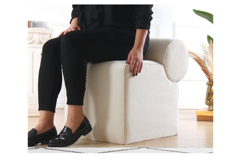 Linburg Sittpuff 45 cm - Cream - Möbler - Fåtölj & stolar - Pall & puff - Sittpuff
