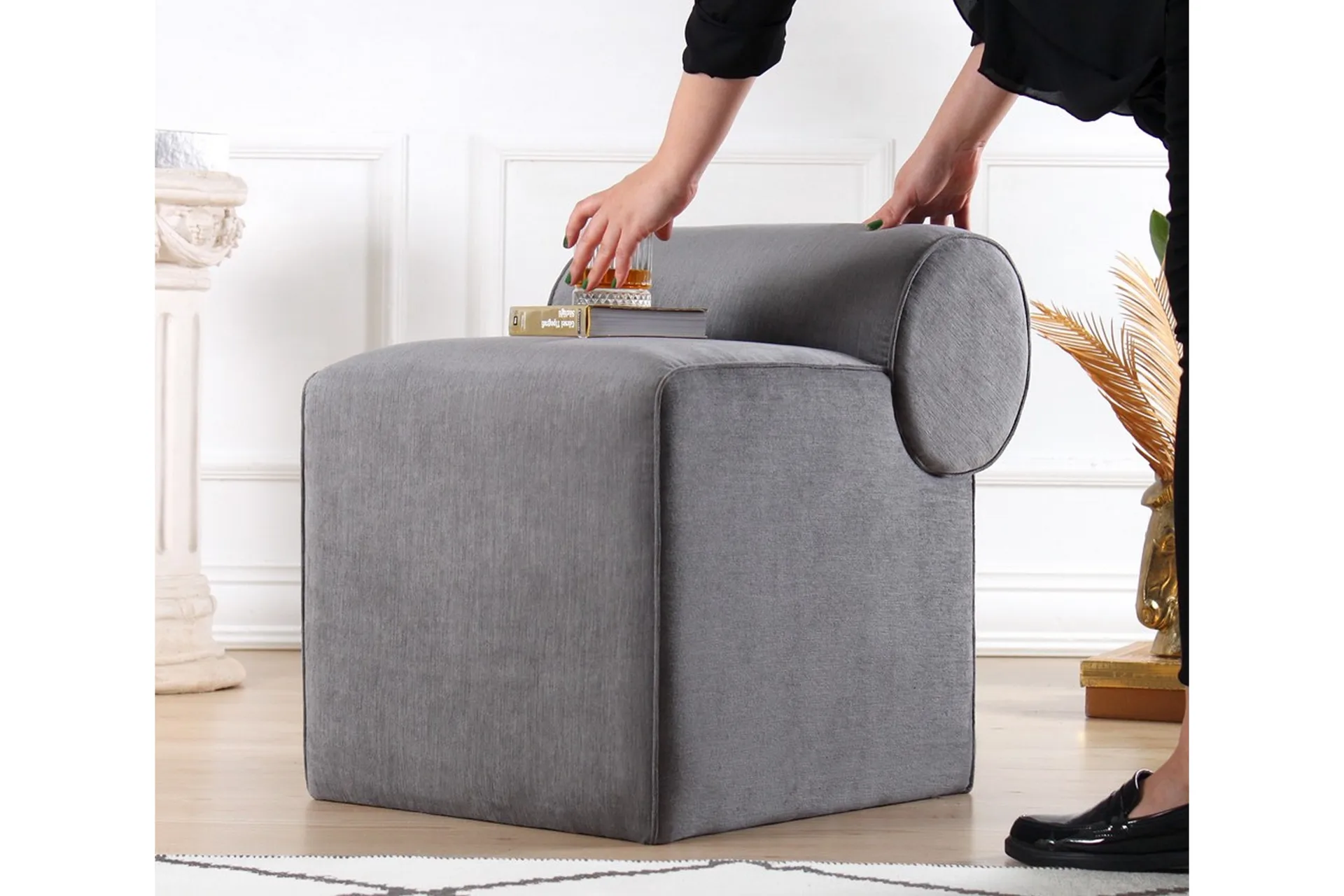 Linburg Sittpuff 45 cm Grå - Möbler - Trademax