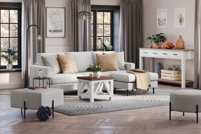 Menard Compact Sittpuff 60 cm Kvadratisk - Ljusgrå - Möbler - Fåtölj & stolar - Pall & puff - Sittpuff