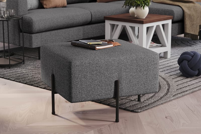 Menard Compact Sittpuff 60 cm Kvadratisk - Mörkgrå - Möbler - Fåtölj & stolar - Pall & puff - Sittpuff