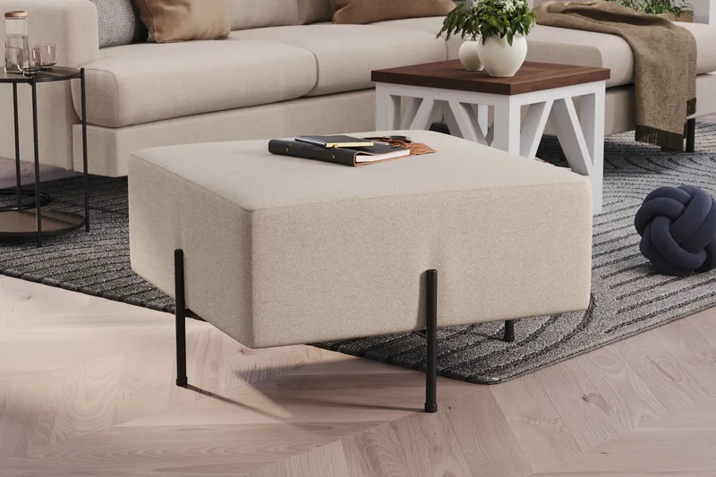 Menard Compact Sittpuff 70 cm Kvadratisk - Beige - Möbler - Fåtölj & stolar - Pall & puff - Sittpuff