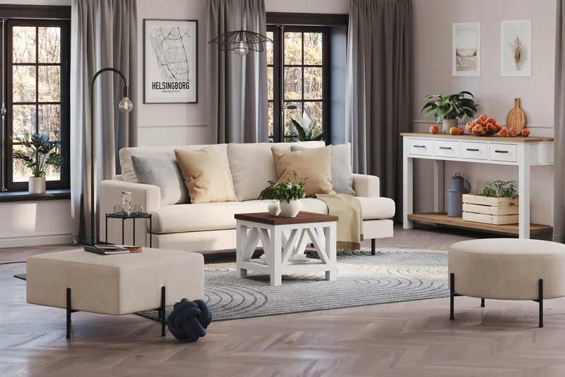 Menard Compact Sittpuff 70 cm Kvadratisk - Beige - Möbler - Fåtölj & stolar - Pall & puff - Sittpuff