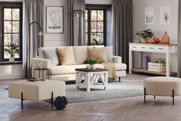 Menard Compact Sittpuff 70 cm Kvadratisk - Beige - Möbler - Fåtölj & stolar - Pall & puff - Sittpuff