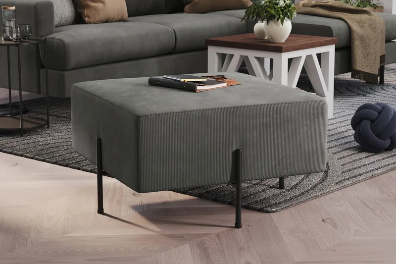 Menard Compact Sittpuff 70 cm Kvadratisk - Grå - Möbler - Fåtölj & stolar - Pall & puff - Sittpuff