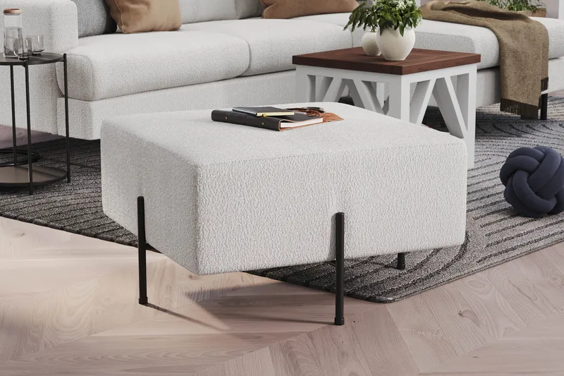 Menard Compact Sittpuff 70 cm Kvadratisk - Vit - Möbler - Fåtölj & stolar - Pall & puff - Sittpuff