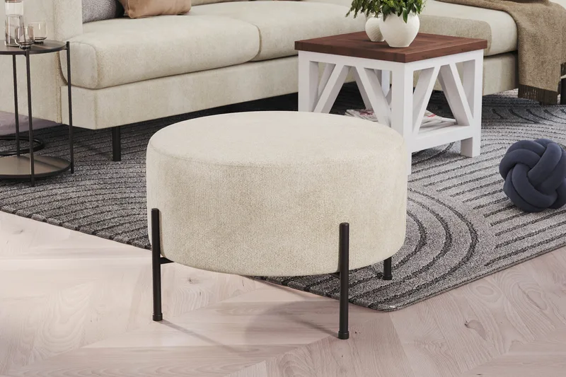 Menard Compact Sittpuff Rund 60 cm - Vit - Möbler - Fåtölj & stolar - Pall & puff - Sittpuff