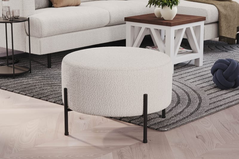 Menard Compact Sittpuff Rund 60 cm - Vit - Möbler - Fåtölj & stolar - Pall & puff - Sittpuff