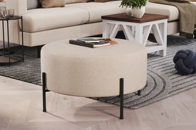 Menard Compact Sittpuff Rund 70 cm - Beige - Möbler - Fåtölj & stolar - Pall & puff - Sittpuff