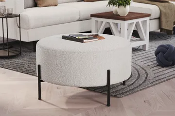 Menard Compact Sittpuff Rund 70 cm - Vit - Möbler - Fåtölj & stolar - Pall & puff - Sittpuff