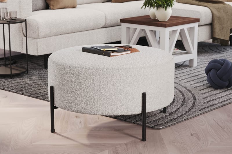 Menard Compact Sittpuff Rund 70 cm - Vit - Möbler - Fåtölj & stolar - Pall & puff - Sittpuff