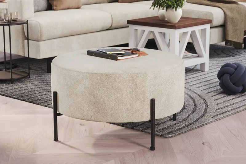 Menard Compact Sittpuff Rund 70 cm - Vit - Möbler - Fåtölj & stolar - Pall & puff - Sittpuff