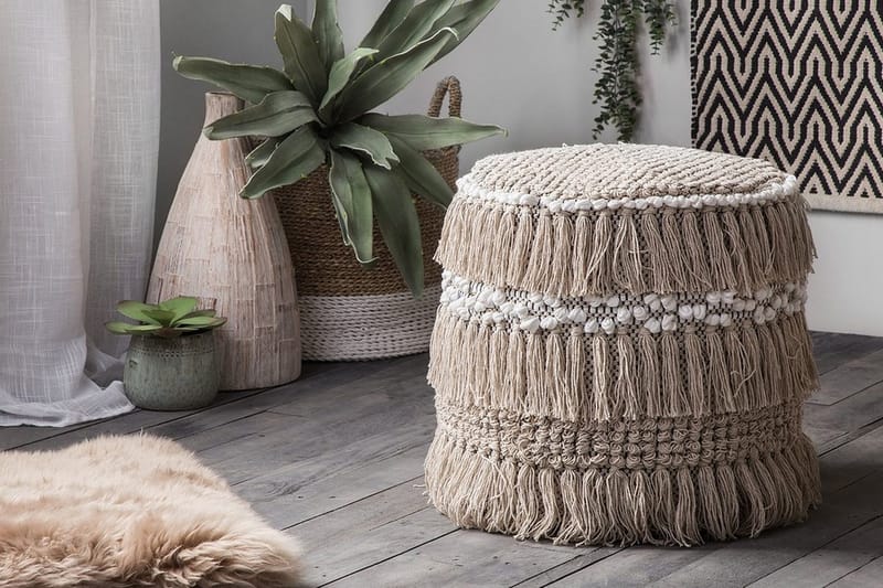 Noida Sittpuff 44 cm - Beige - Möbler - Fåtölj & stolar - Pall & puff - Sittpuff
