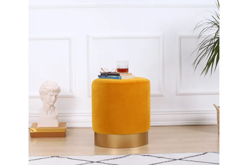 Owensboro Sittpuff 40 cm - Senapsgul - Möbler - Fåtölj & stolar - Pall & puff - Sittpuff