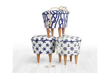 Pradera Sittpuff 42 cm - Vit/Blå - Möbler - Fåtölj & stolar - Pall & puff - Sittpuff