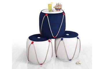 Redlands Sittpuff 42 cm - Vit/Blå - Möbler - Fåtölj & stolar - Pall & puff - Sittpuff