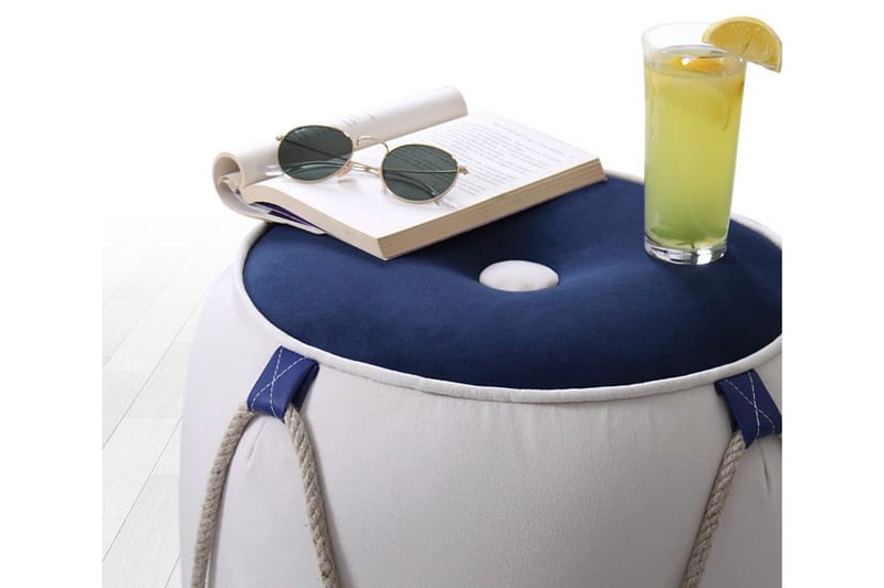 Redlands Sittpuff 42 cm - Vit/Blå - Möbler - Fåtölj & stolar - Pall & puff - Sittpuff