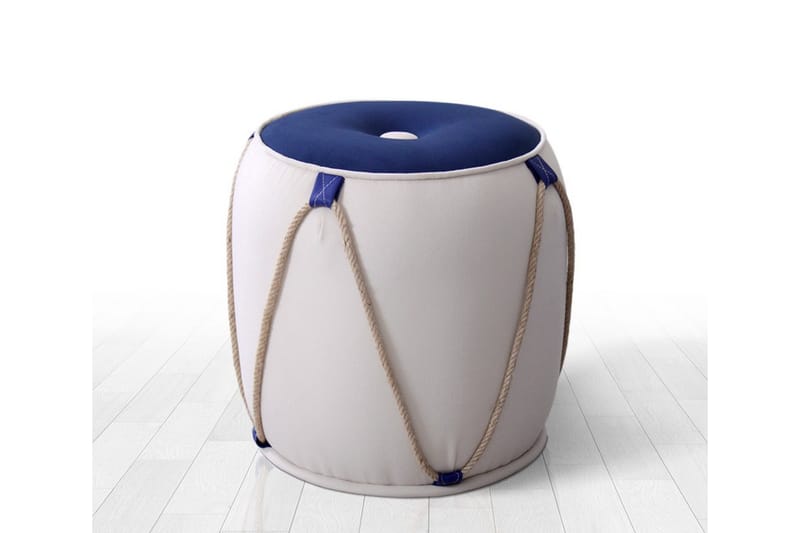 Redlands Sittpuff 42 cm - Vit/Blå - Möbler - Fåtölj & stolar - Pall & puff - Sittpuff