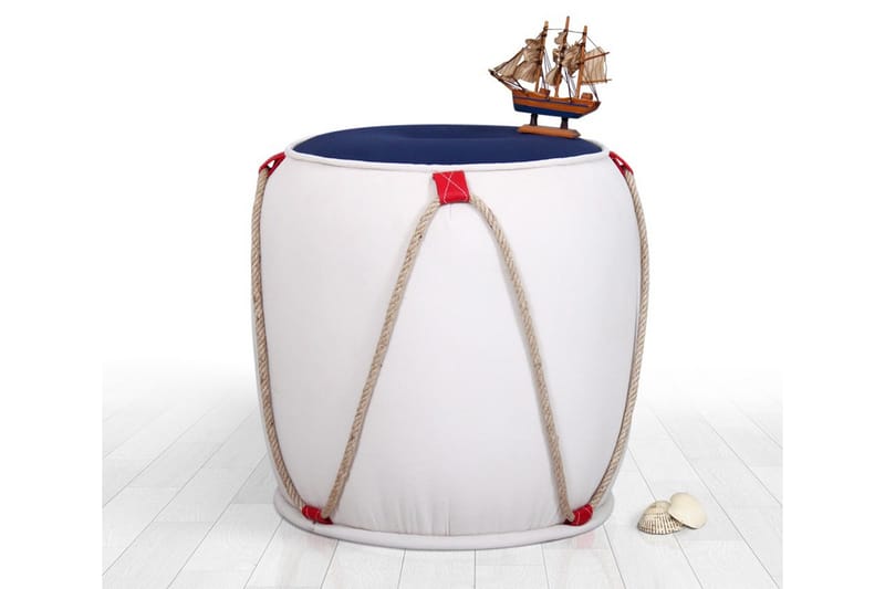 Redlands Sittpuff 42 cm, Vit/Röd