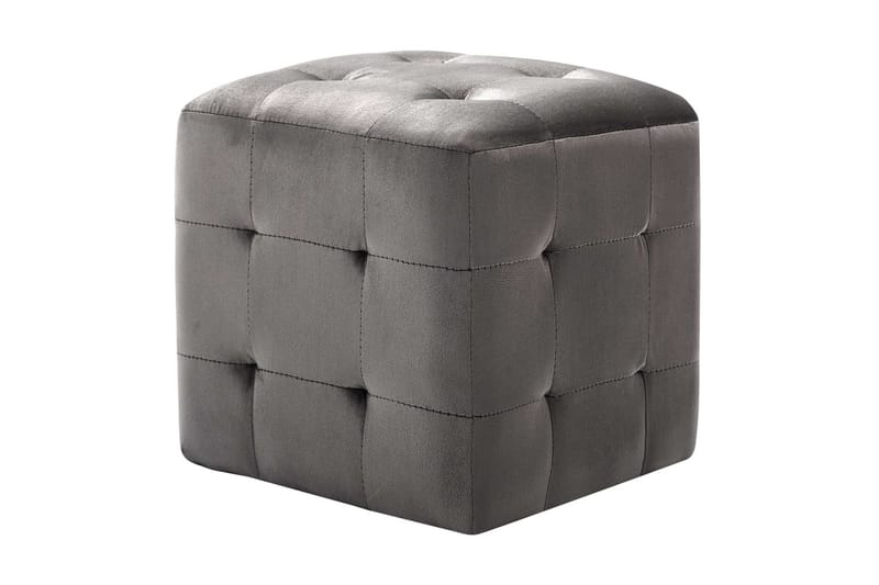 Sängbord 2 st grå 30x30x30 cm sammetstyg - Grå - Sängbord & nattduksbord
