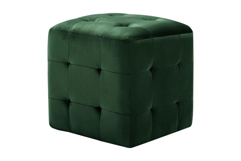 S�ängbord 2 st grön 30x30x30 cm sammetstyg - Grön - Sittpuff
