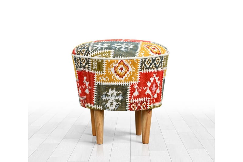 Sittpuff Ansonia 42 cm - Beige/Röd - Möbler - Fåtölj & stolar - Pall & puff - Sittpuff