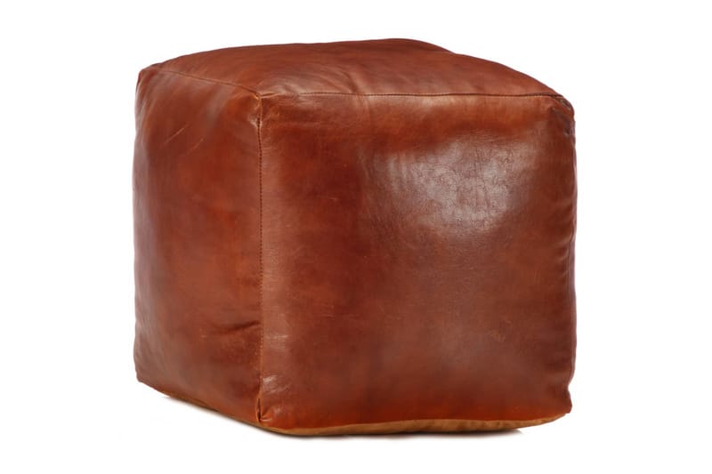 Sittpuff brun 40x40x40 cm äkta getskinn - Sittpuff