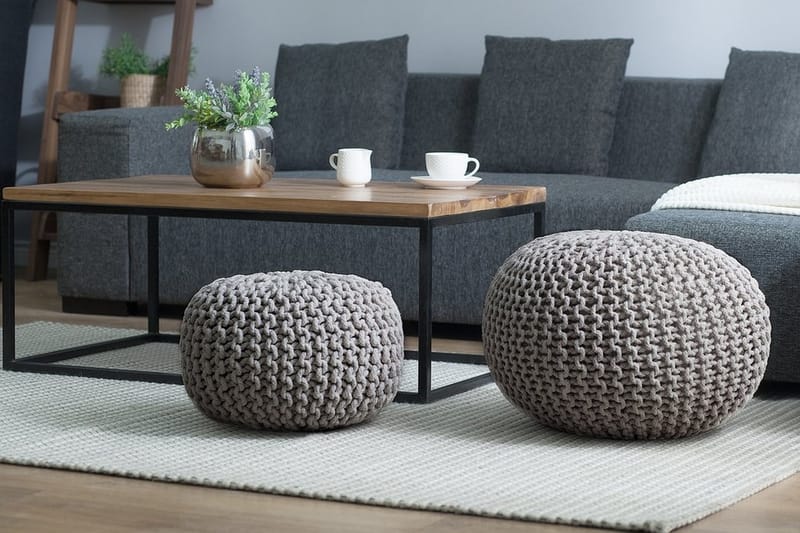Sittpuff Conrad 50 cm - Grå - Möbler - Fåtölj & stolar - Pall & puff - Sittpuff