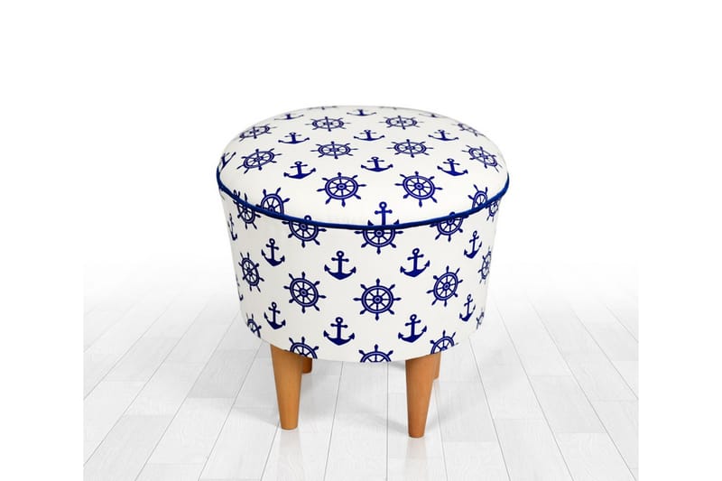 Sittpuff Cunday 42 cm - Vit/Blå - Möbler - Fåtölj & stolar - Pall & puff - Sittpuff