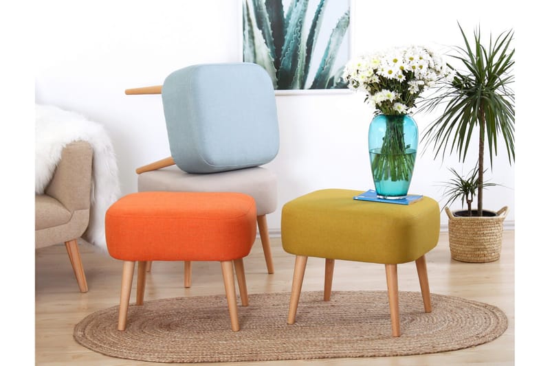 Sittpuff Eastchester 50 cm - Gul - Möbler - Fåtölj & stolar - Pall & puff - Sittpuff