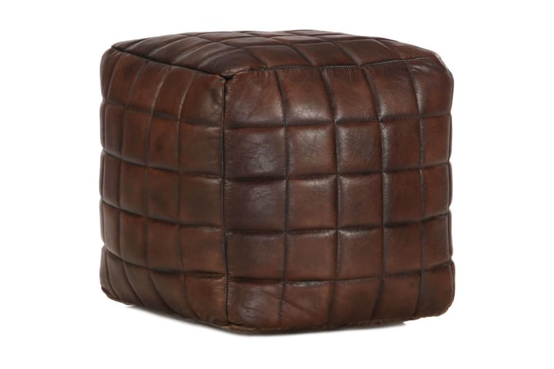 Sittpuff mörkbrun 40x40x40 cm äkta getskinn - Sittpuff