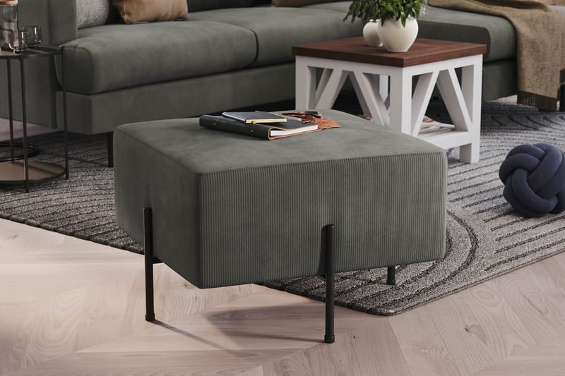 Sittpuff Menard Compact 60 cm Kvadratisk - Grå - Möbler - Fåtölj & stolar - Pall & puff - Sittpuff