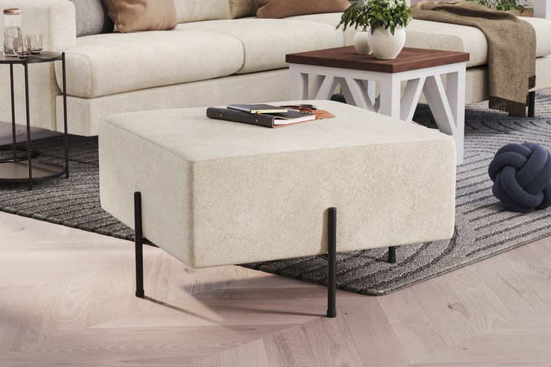 Sittpuff Menard Compact 70 cm Kvadratisk - Vit - Möbler - Fåtölj & stolar - Pall & puff - Sittpuff
