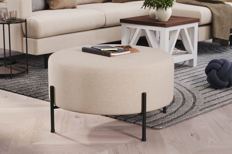 Sittpuff Menard Compact Rund 70 cm - Beige - Möbler - Fåtölj & stolar - Pall & puff - Sittpuff