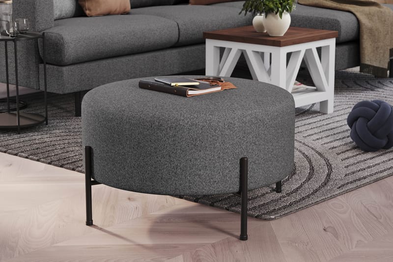 Sittpuff Menard Compact Rund 70 cm - Mörkgrå - Möbler - Fåtölj & stolar - Pall & puff - Sittpuff