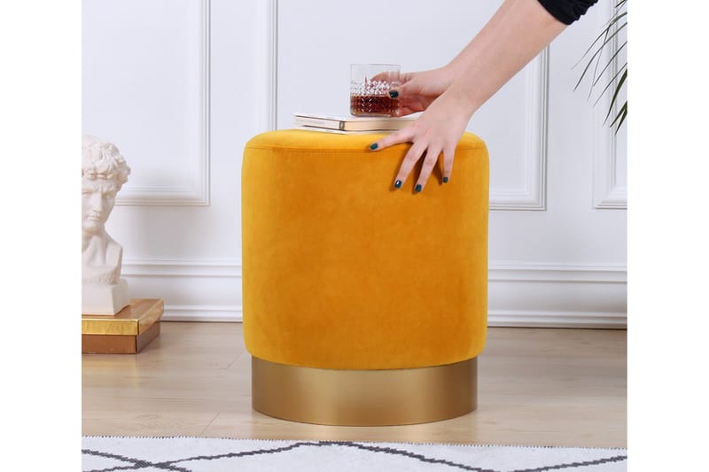 Sittpuff Rockville 40 cm - Senapsgul - Möbler - Fåtölj & stolar - Pall & puff - Sittpuff